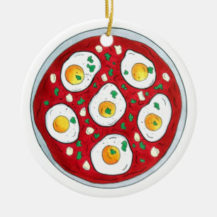 Shakshouka Shakshuka Spicy Poached Eggs Tomatoes Ceramic Ornament