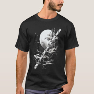 Shakuhachi Japanese Bamboo Flute Japanese Art Grap T-Shirt