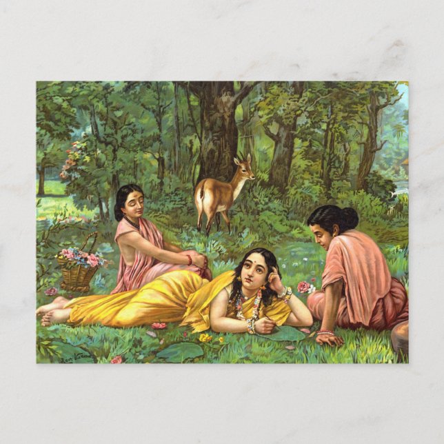 Shakuntala Patralekhana by Raja Ravi Varma Postcard (Front)