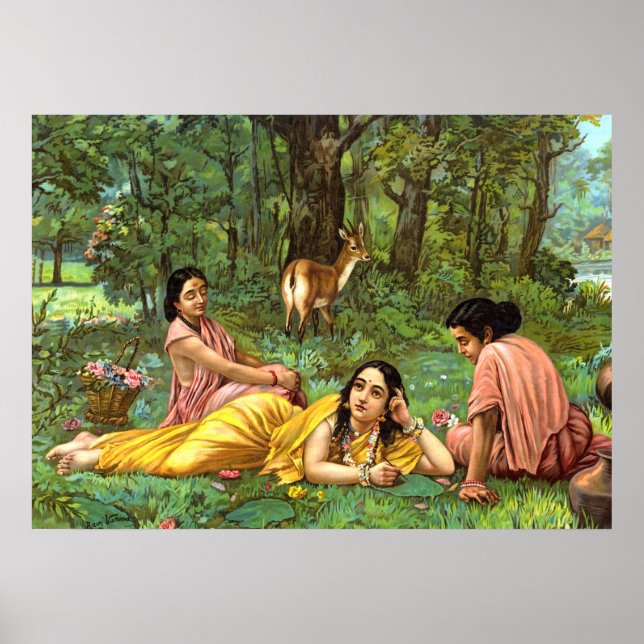 Shakuntala Patralekhana by Raja Ravi Varma Poster (Front)