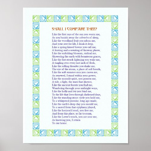 Shall I Compare Thee _ A love Poem _ Print