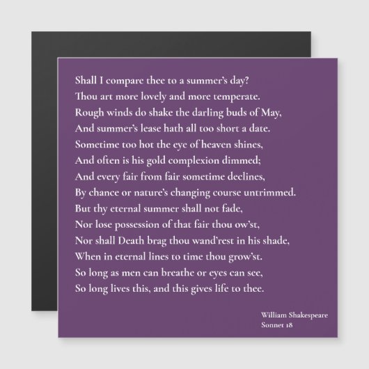Shall I compare thee to a summer's day? sonnet 18 (Front/Back)