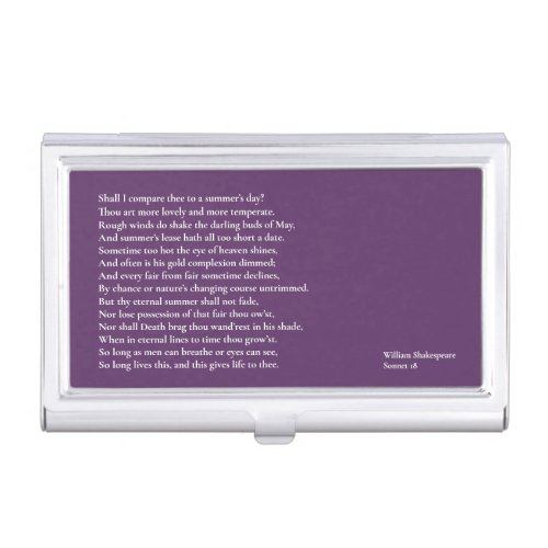 Shall I compare thee to a summers day sonnet 18 Business Card Case