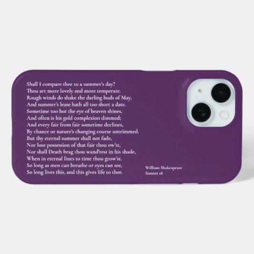 Shall I compare thee to a summers day sonnet 18  iPhone 15 Case