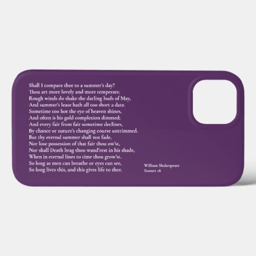 Shall I compare thee to a summers day sonnet 18  iPhone 13 Case