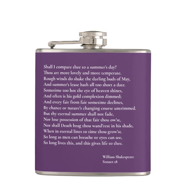 Shall I compare thee to a summer's day? sonnet 18 Flask (Front)