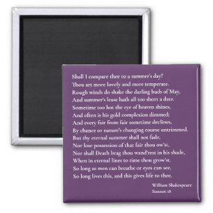 Shall I compare thee to a summer's day? sonnet 18 Magnet