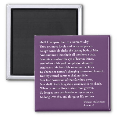 Shall I compare thee to a summers day sonnet 18 Magnet