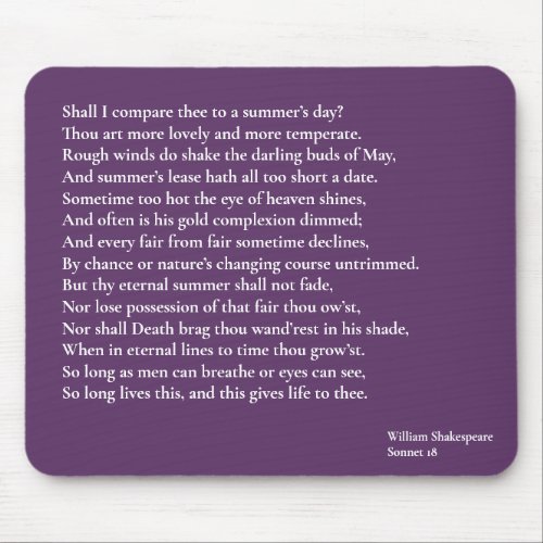Shall I compare thee to a summers day sonnet 18 Mouse Pad