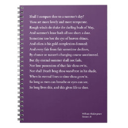 Shall I compare thee to a summer&#39;s day? sonnet 18 Notebook