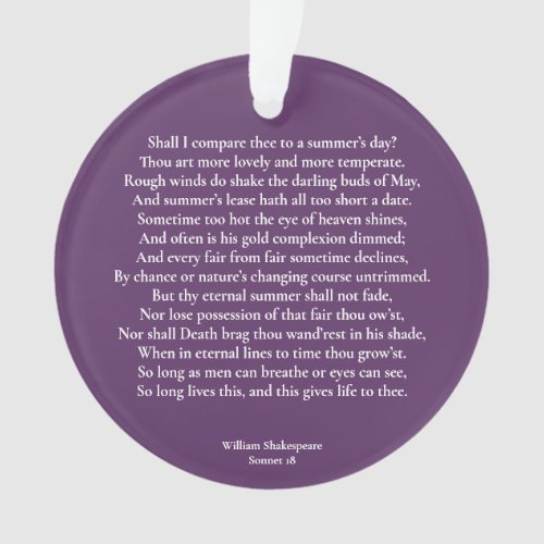 Shall I compare thee to a summers day sonnet 18 Ornament