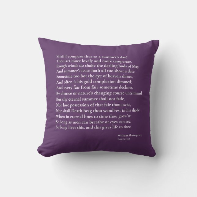 Shall I compare thee to a summer's day? sonnet 18 Throw Pillow (Front)