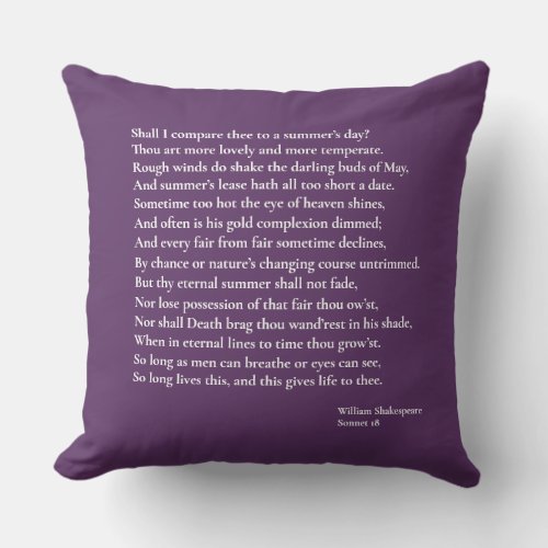 Shall I compare thee to a summers day sonnet 18 Throw Pillow