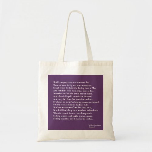 Shall I compare thee to a summers day sonnet 18 Tote Bag