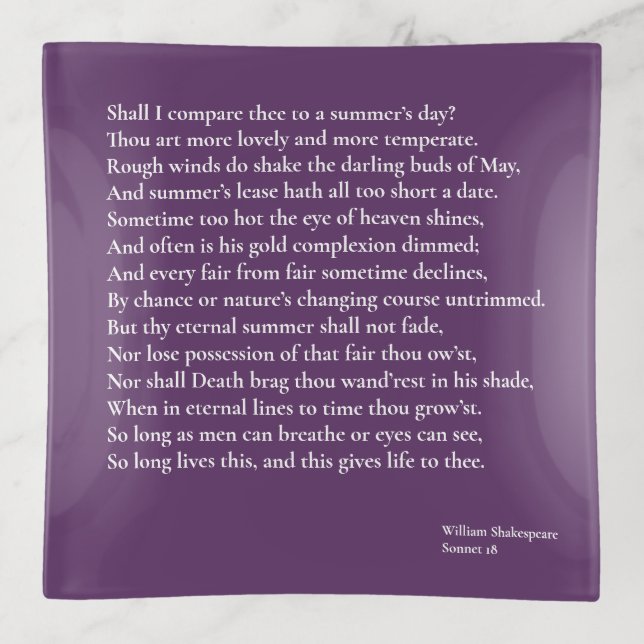 Shall I compare thee to a summer's day? sonnet 18 Trinket Tray (Front)