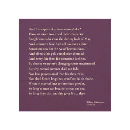 Shall I compare thee to a summer&#39;s day? sonnet 18 Wood Wall Art