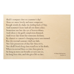 Shall I compare thee to a summer&#39;s day? sonnet 18  Wood Wall Art