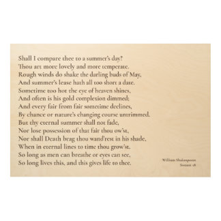 Shall I compare thee to a summer's day? sonnet 18 Wood Wall Art