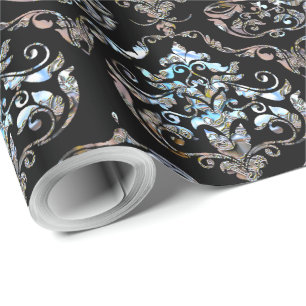 Shalliveye Baroque Damask Elegance 30 ft Wrapping Paper