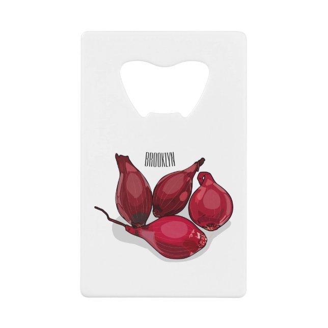 Shallot cartoon illustration credit card bottle opener (Front)