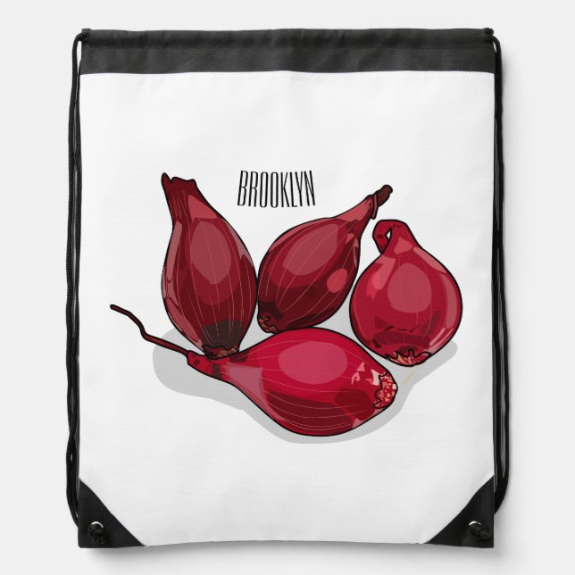 Shallot cartoon illustration drawstring bag (Front)