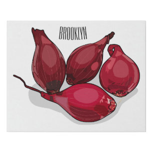 Shallot cartoon illustration faux canvas print