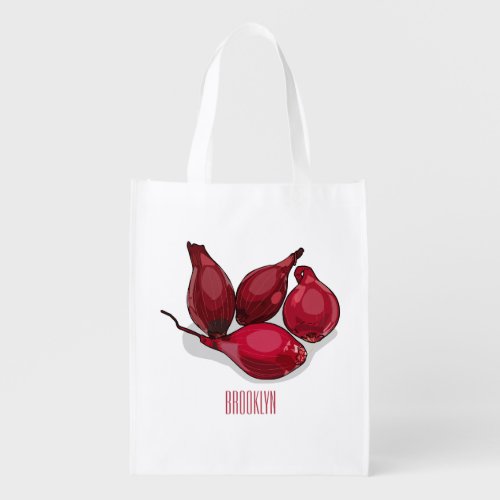 Shallot cartoon illustration grocery bag