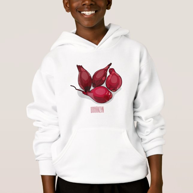 Shallot cartoon illustration hoodie (Front)