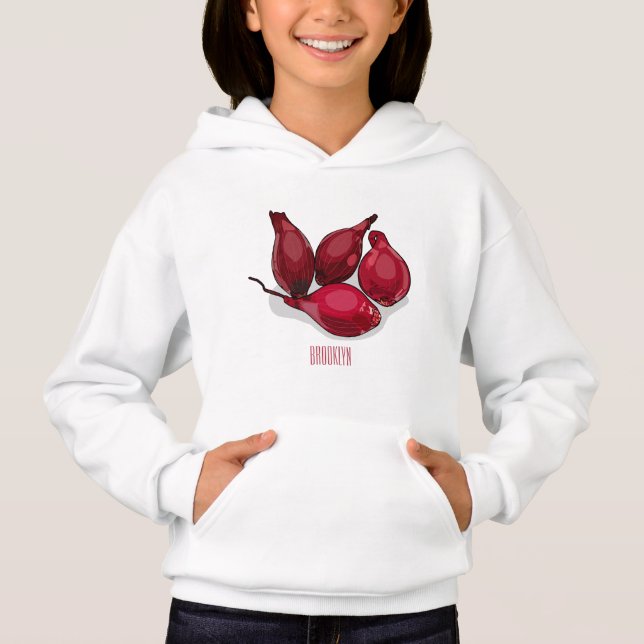 Shallot cartoon illustration hoodie (Front)
