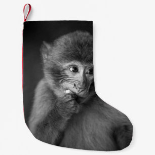 SHALLOW FOCUS PHOTOGRAPHY OF BLACK MONKEY SMALL CHRISTMAS STOCKING