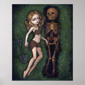 Shallow Grave gothic skeleton lowbrow Art Print