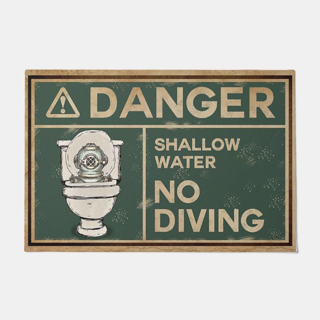 Shallow Water No Diving Funny Doormat (Front)