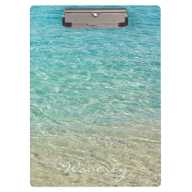 Shallow Water Personalized Turquoise & Sand Clipboard (Front)