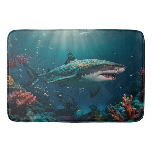 Shallow Water Tropical Shark  Bath Mat