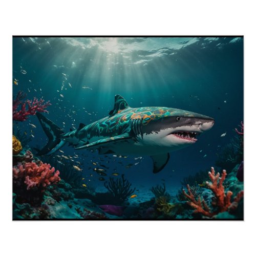 Shallow Water Tropical Shark  Poster
