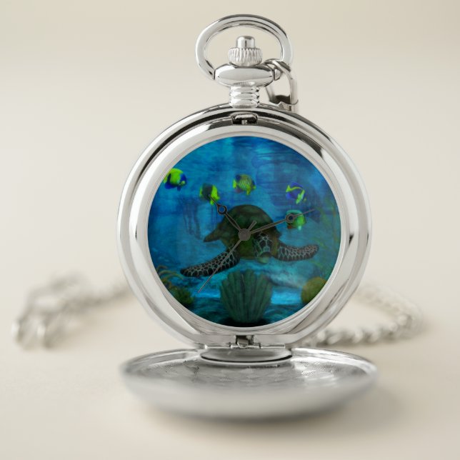 Shallow Waters Aquatic Pocket Watch (Inside)