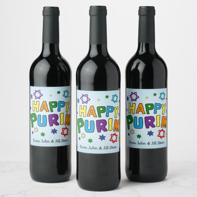 Shaloch Manot - Personalized Blue Wine Label (Bottles)