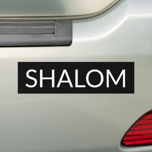Shalom black white peace in Hebrew minimalist Bumper Sticker (On Car)