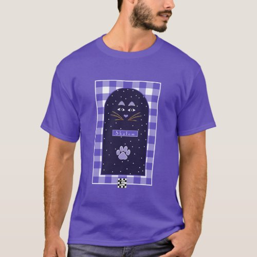 Shalom Cat In Night Sky T_Shirt