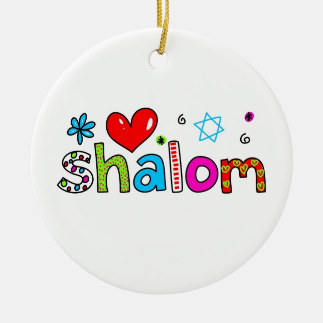 Shalom Ceramic Ornament (Front)