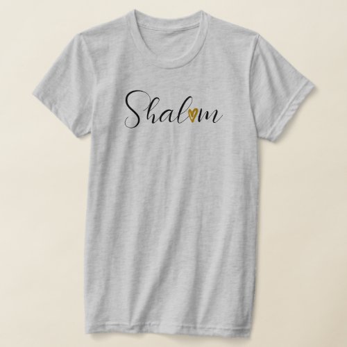 Shalom Cursive Font Jewish Soft Grey T_Shirt