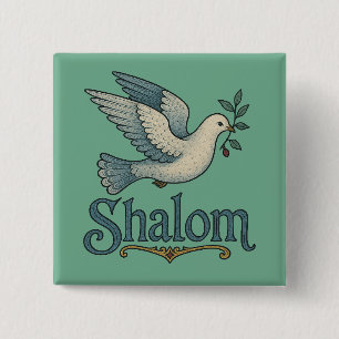 Shalom Dove Peace Earth Button