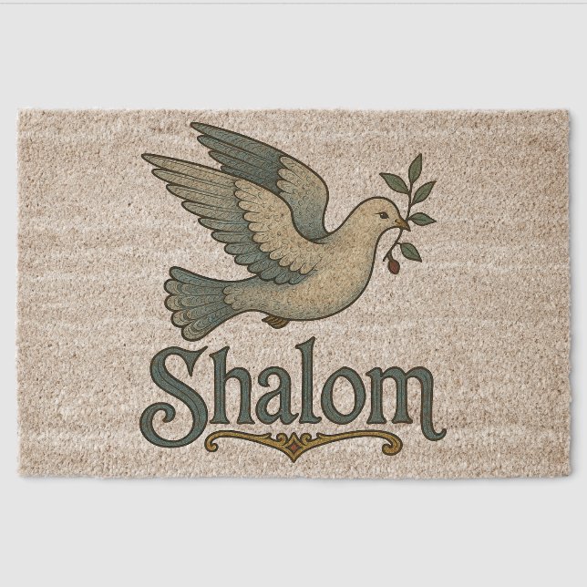 Shalom Dove Peace Earth                            Fiber Doormat (Front)