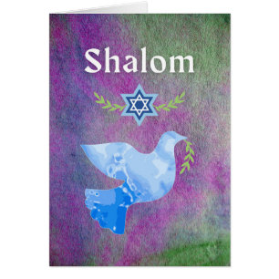 Shalom for Pesach Dove Magen David Olive Branch Cards