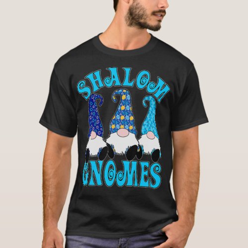 Shalom Gnomes 3 Hanukkah Gnomes Elves Cute Blue Ha T_Shirt