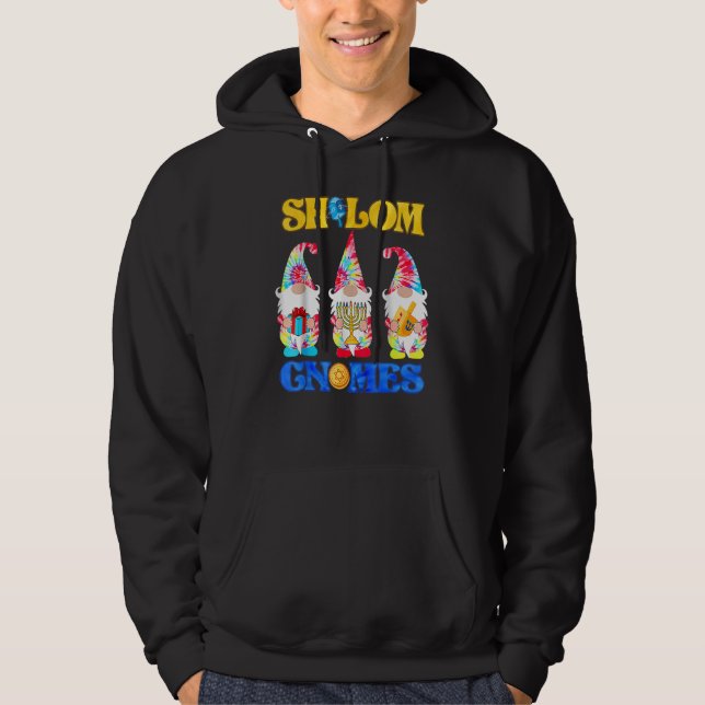 Shalom Gnomes Happy Chanukkah Menorah Hanukkah Jew Hoodie (Front)