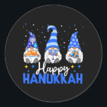 Shalom Gnomes Menorah Dreidel Hanukkah Chanukah Classic Round Sticker<br><div class="desc">Shalom Gnomes Menorah Dreidel Hanukkah Chanukah</div>