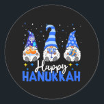 Shalom Gnomes Menorah Dreidel Hanukkah Chanukah Classic Round Sticker<br><div class="desc">Shalom Gnomes Menorah Dreidel Hanukkah Chanukah</div>