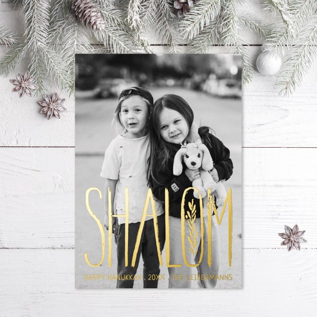 Shalom Hanukkah Holiday Photo Foil Card (Creator Uploaded)