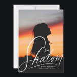Shalom Heart Hand Lettering Hanukkah Photo Card<br><div class="desc">hand lettered "shalom" with heart,  editable color and scale; optional message on the back or add more photos</div>